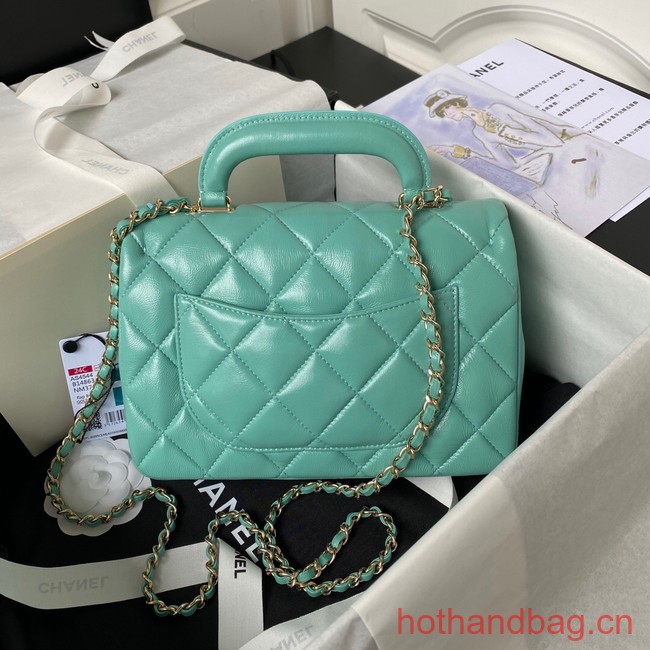 Chanel small flap bag with top handle AS4544 green