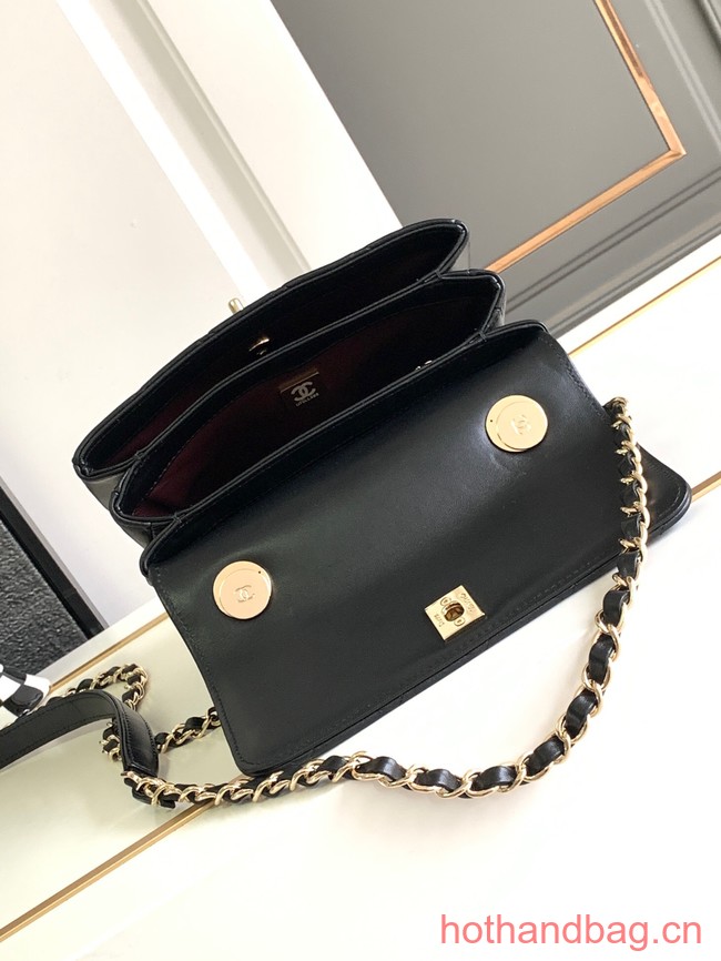 Chanel small FLAP BAG WITH TOP HANDLE AS92235 black