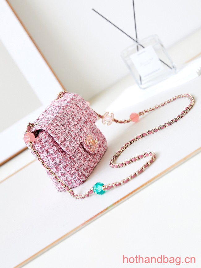 Chanel small Tweed CLASSIC HANDBAG AS3782 pink