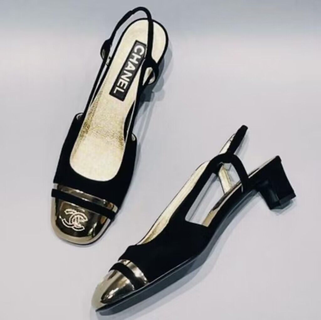 Chanel Shoes 35MM or 75MM Heels CH19032 Black&Gold