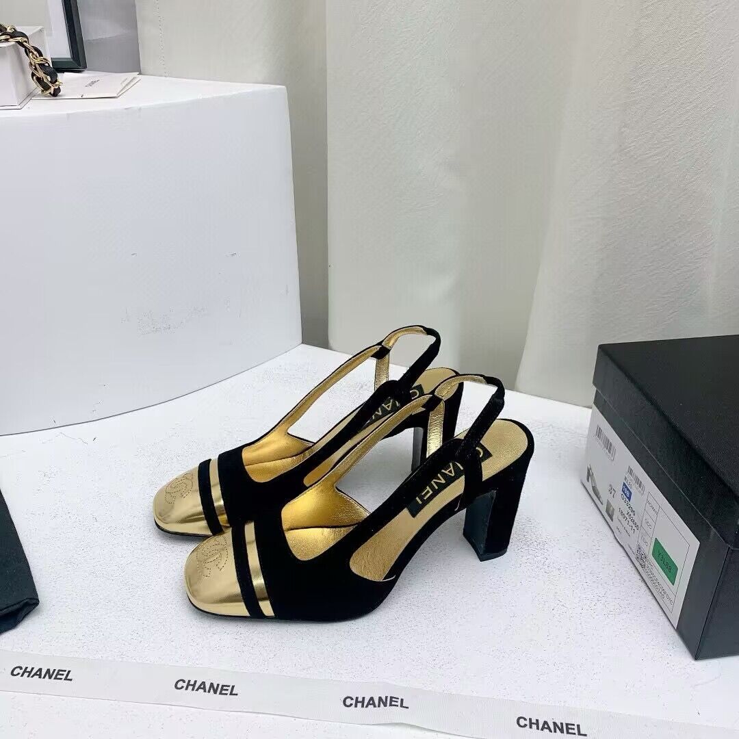 Chanel Shoes 35MM or 75MM Heels CH19032 Black&Gold