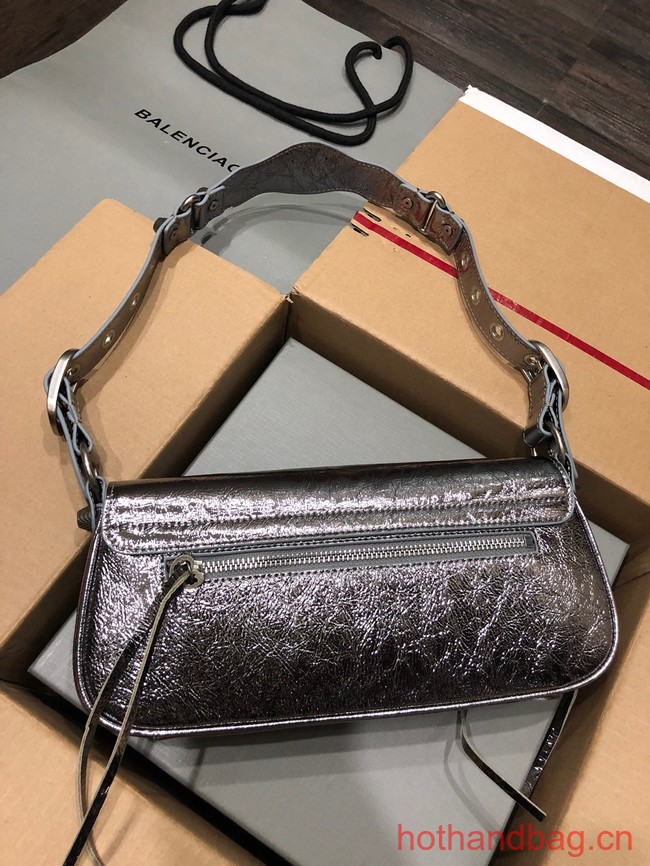 Balenciaga WOMENS LE CAGOLE SHOULDER BAG 6688 silver gray 