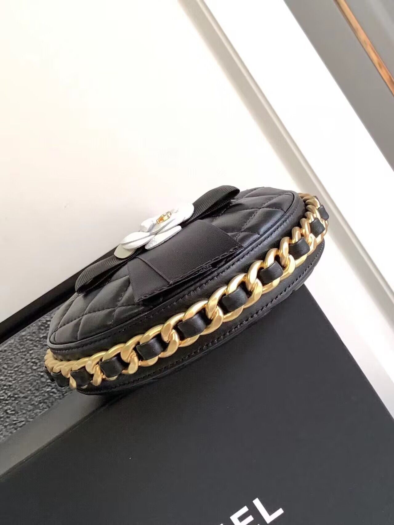 Chanel 23K Original leather Round Camellia Bag AP3584 Black