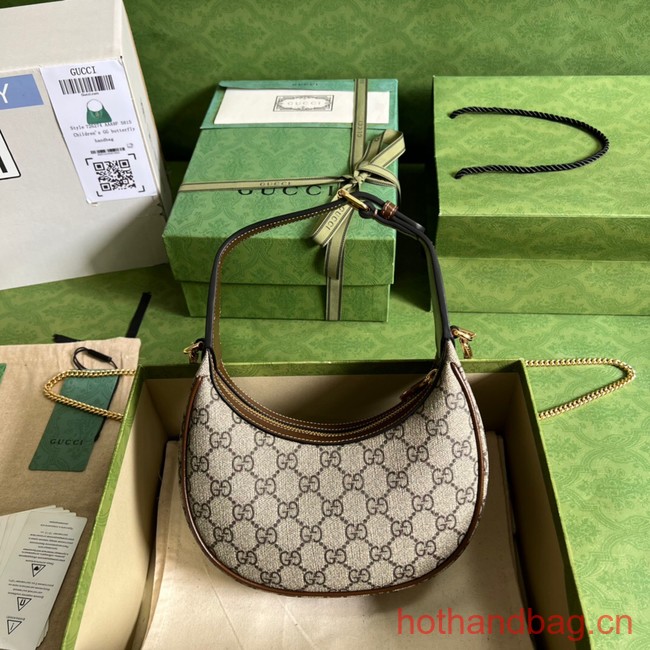 Gucci HALF-MOON-SHAPED MINI BAG WITH INTERLOCKING G 726843 brown