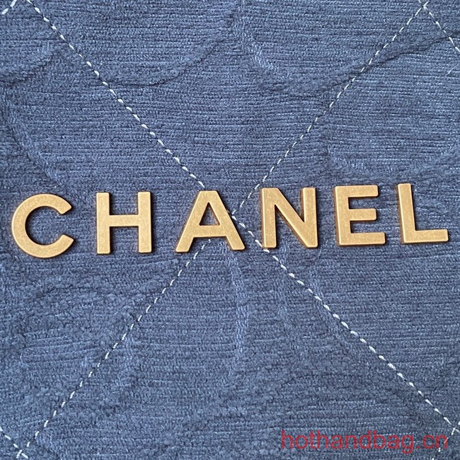 CHANEL 22 HANDBAG Tweed AS3260 blue