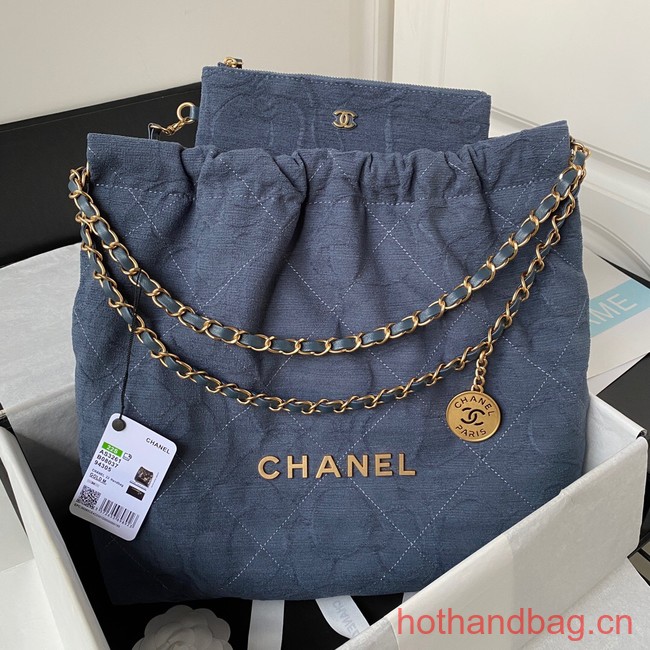 CHANEL 22 HANDBAG Tweed AS3261 blue