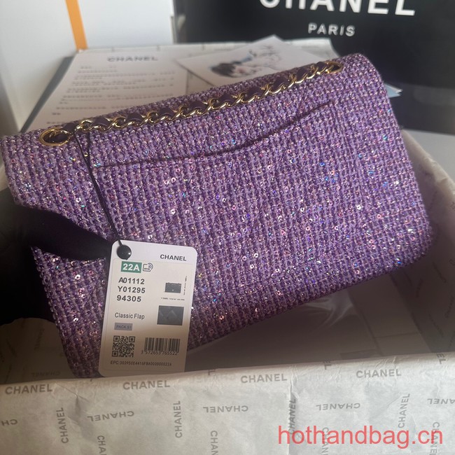 Chanel CLASSIC HANDBAG A01112 Purple