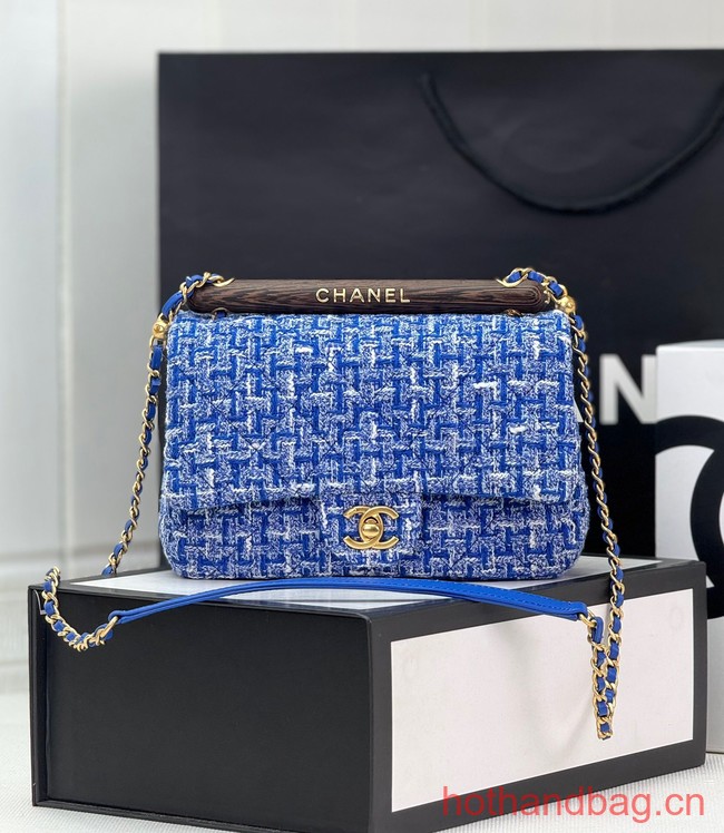 Chanel Tweed CLUTCH WITH CHAIN AS4151 blue