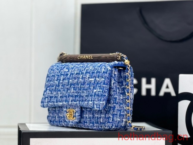 Chanel Tweed CLUTCH WITH CHAIN AS4151 blue