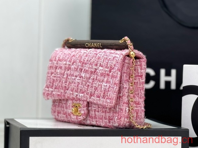 Chanel Tweed CLUTCH WITH CHAIN AS4151 pink