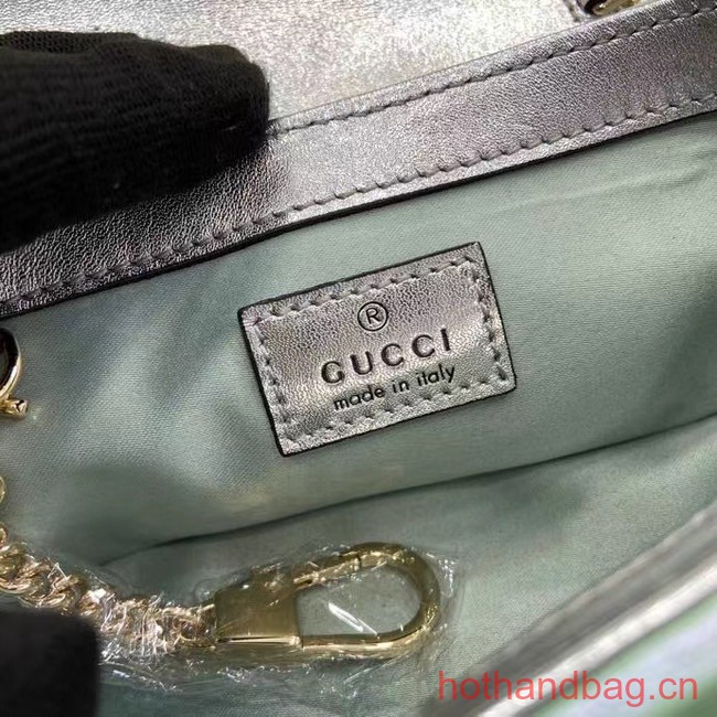 Gucci GG MARMONT SUPER MINI BAG 476433 Light green iridescent quilted chevron leather