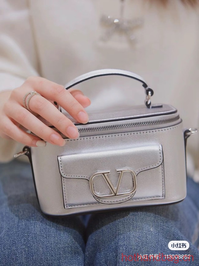 VALENTINO Mini LOCO calfskin box bag HT098 silver