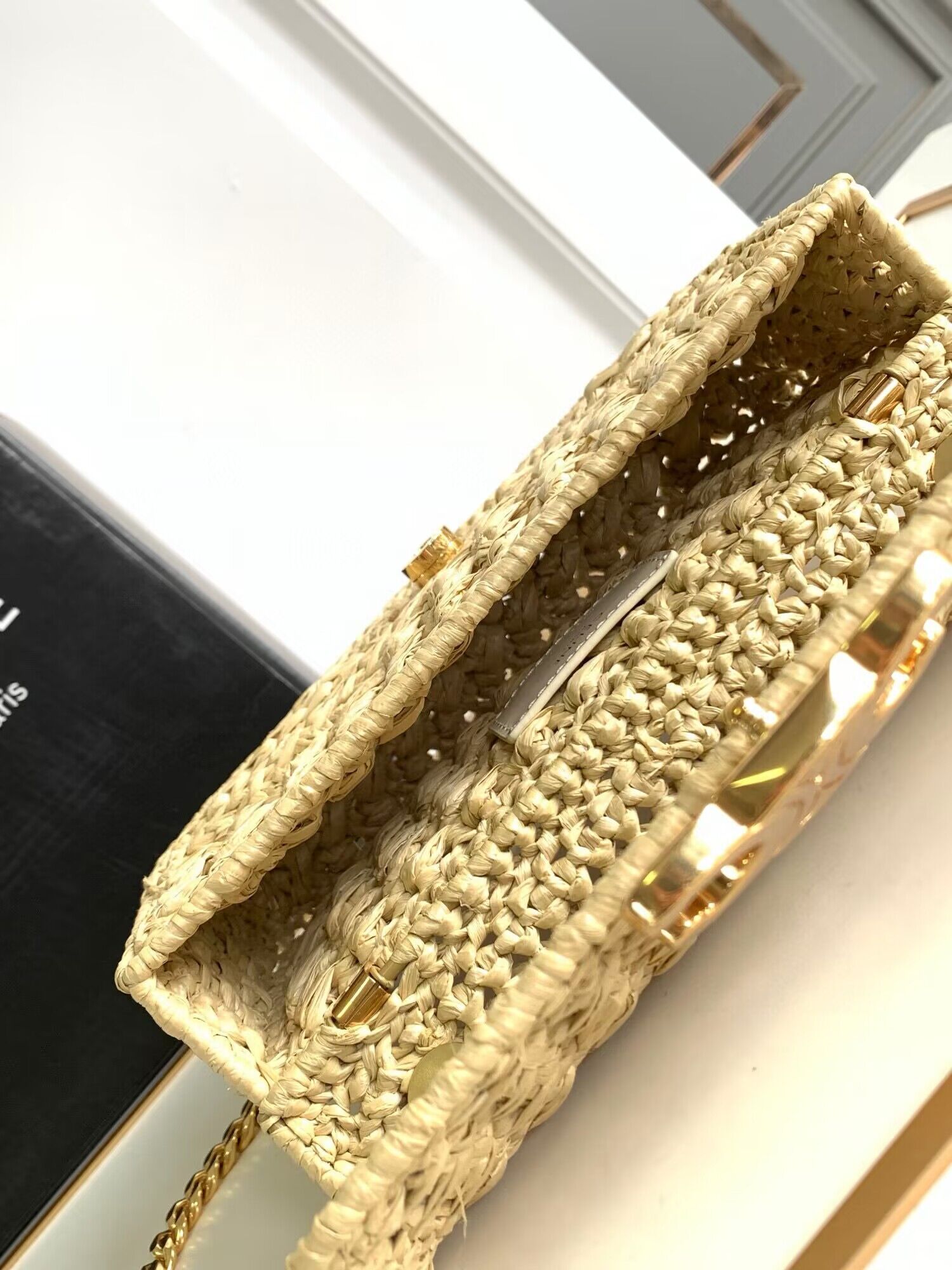 CELINE Chain Claude IN Raffia Plein Soleil Bag 197993