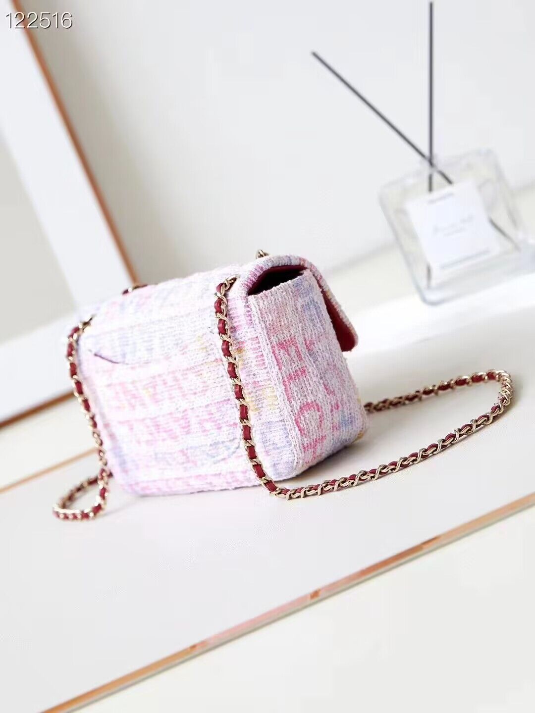 Chanel 24C Mini CocoTweed CLUTCH WITH CHAIN AS4152 Pink