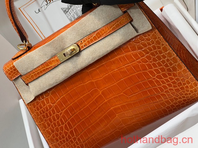 Hermes original Kelly Crocodile Leather 5525 orange