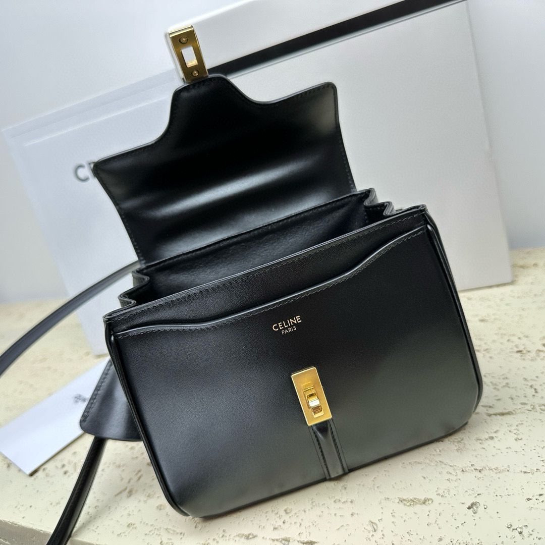 CELINE Small 16 Bag In Satinated Calfskin 197983 Black 