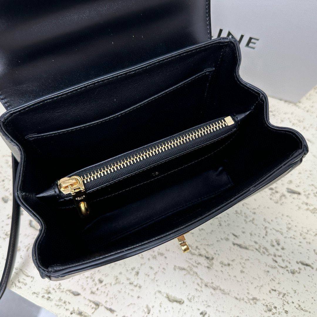 CELINE Small 16 Bag In Satinated Calfskin 197983 Black 