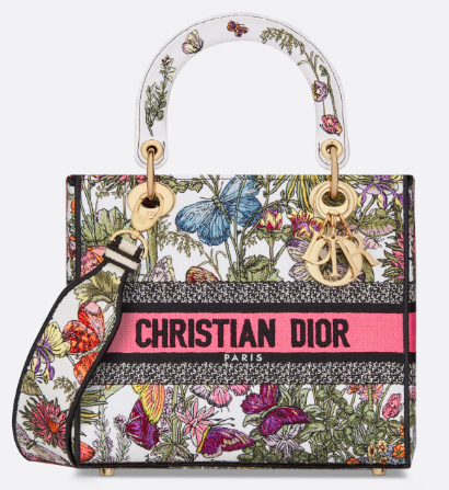 Dior Medium Lady D-Lite Bag White Multicolor Mexico Millefiori Embroidery M0565OEBJ