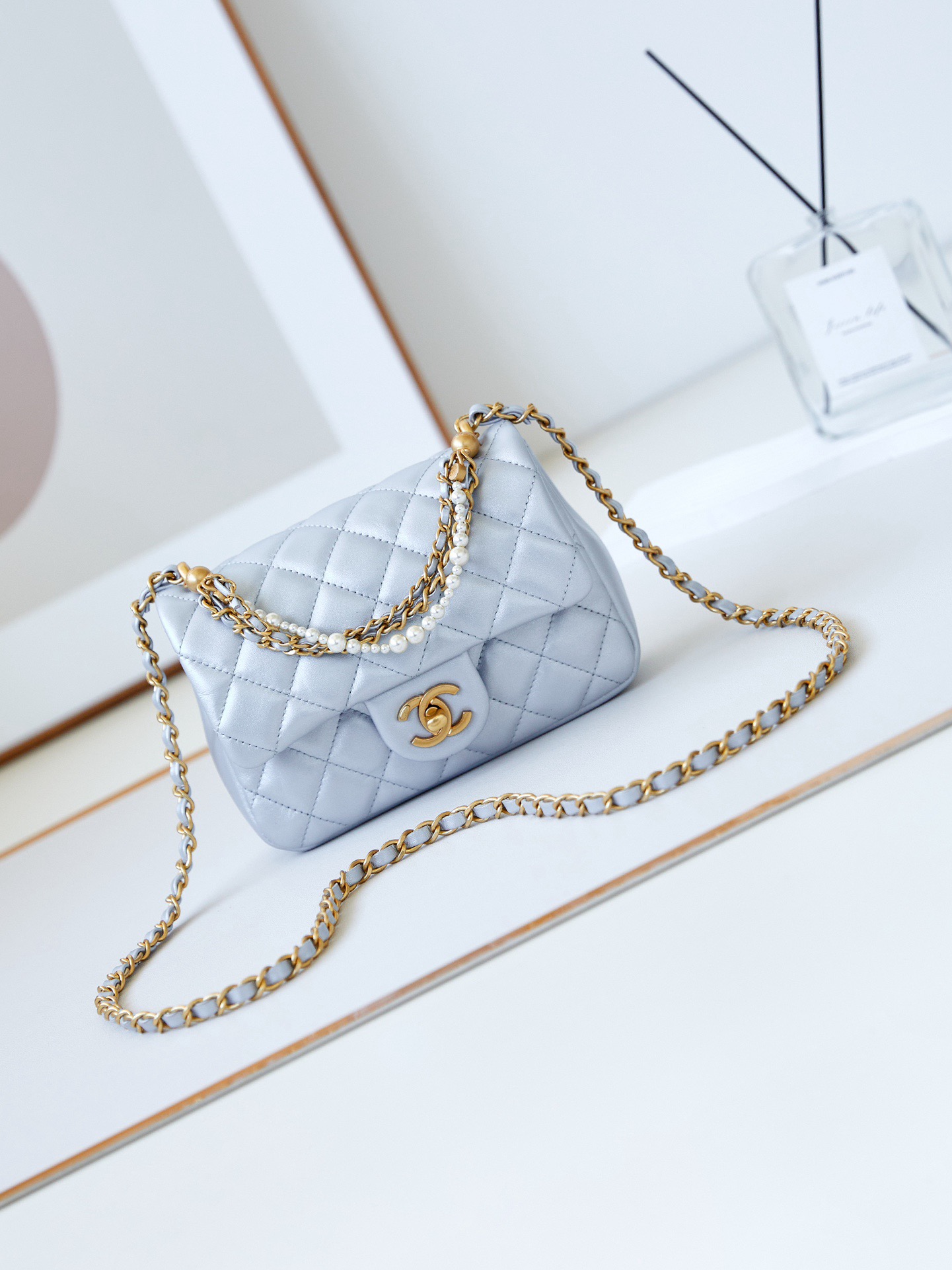 Chanel MINI FLAP BAG AS4385 light blue