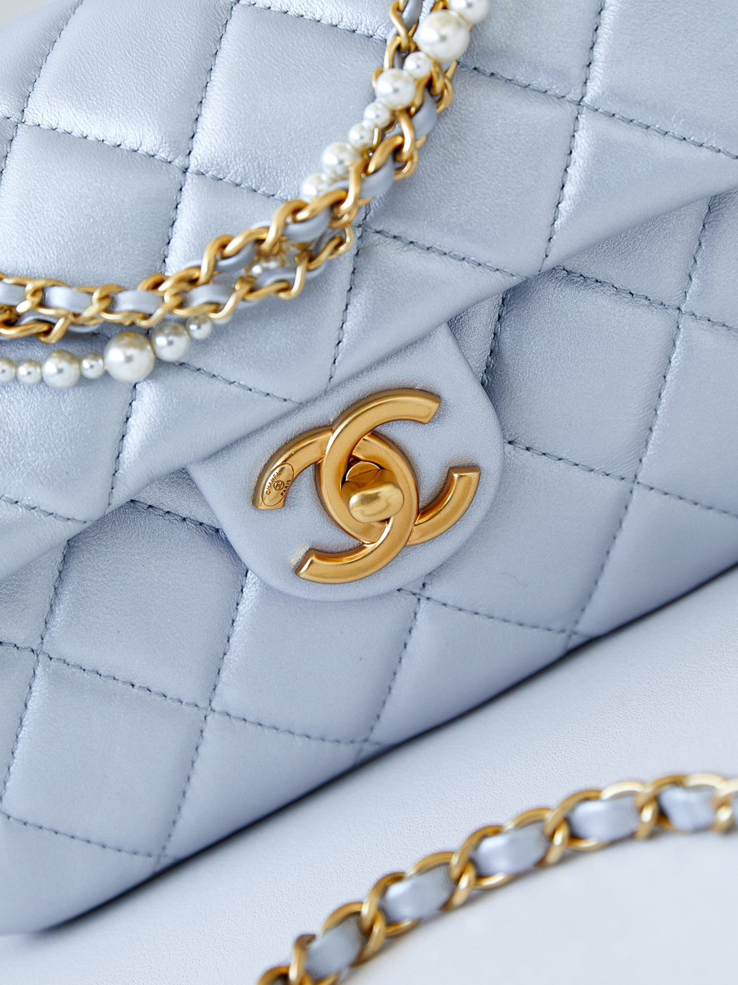 Chanel SMALL FLAP BAG AS4384 light blue