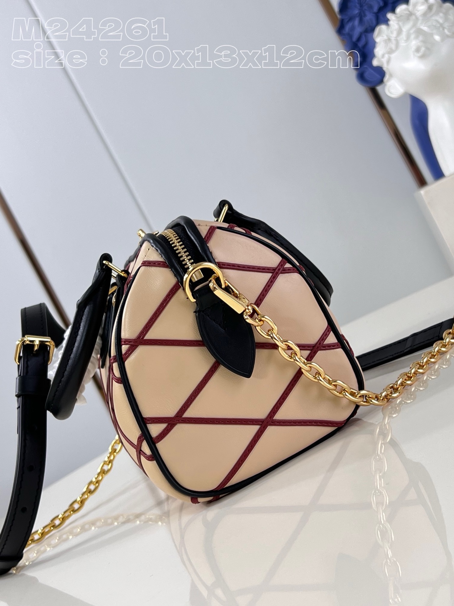 Louis Vuitton Speedy Bandouliere 20 M24261 Beige&red