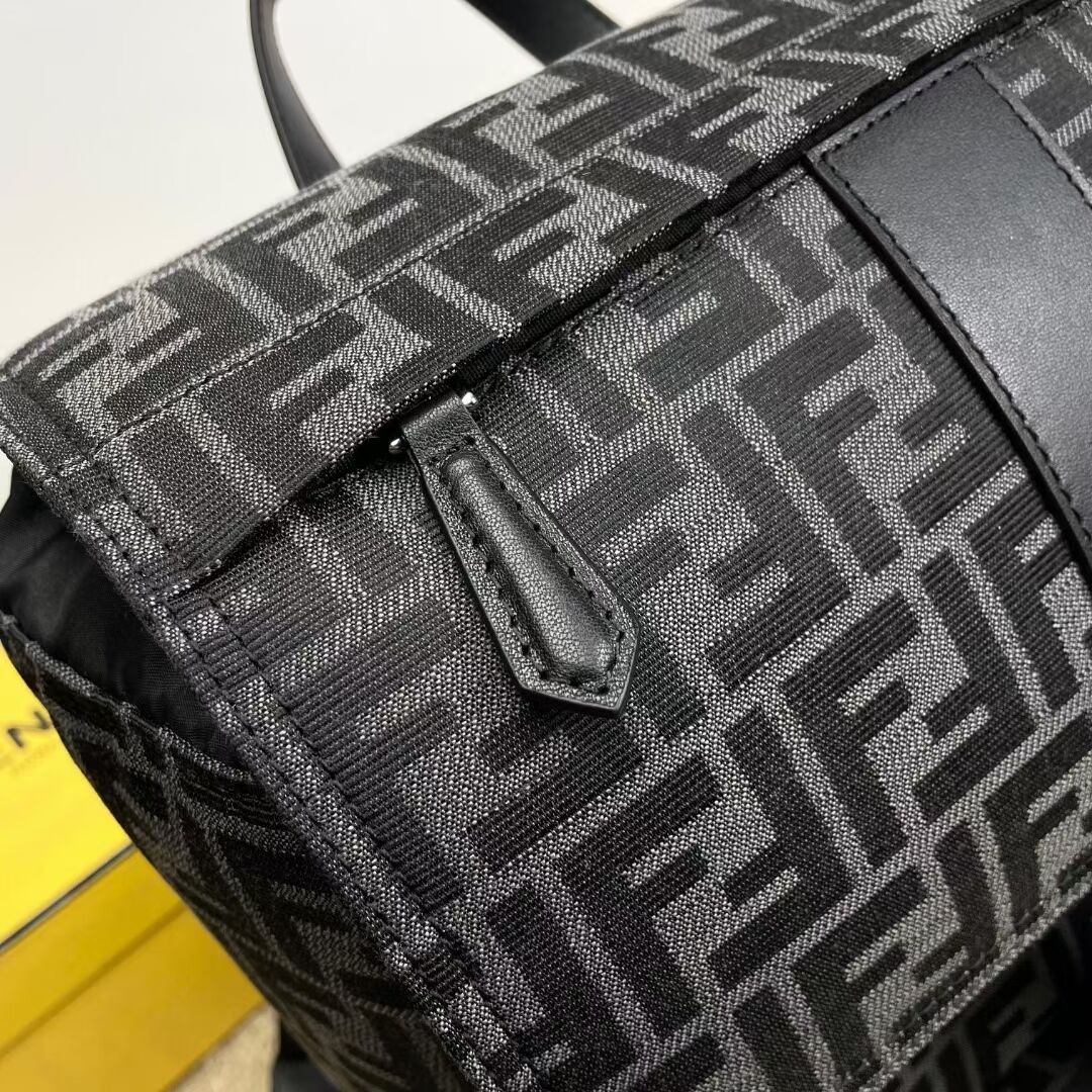 FF Jacquard Fendi Strike Medium fabric backpack F7602 BLACK