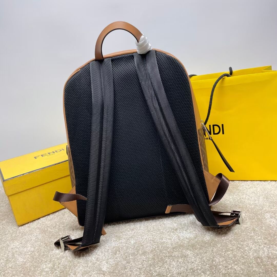 Fendi Chiodo Fendi Diagonal FF canvas backpack 7VZ076A Brown