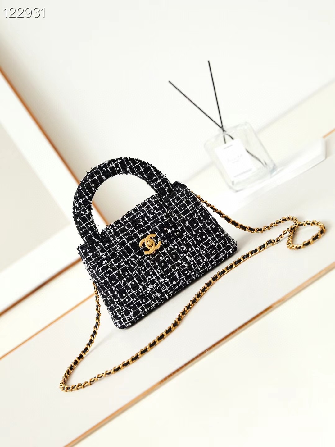 Chanel MINI SHOPPING BAG AS4416 BLACK & Ecru