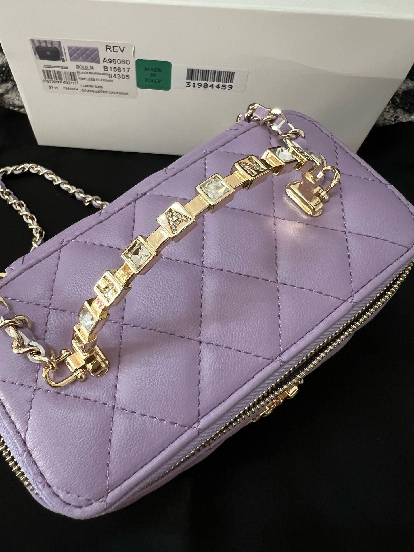 CHANEL CLUTCH WITH CHAIN AB3747 Light purple