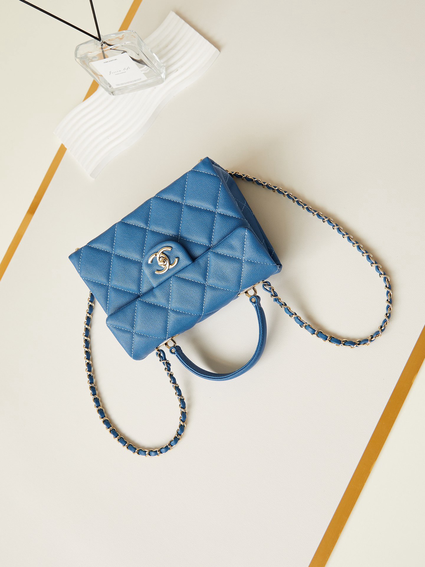 Chanel FLAP BAG WITH TOP HANDLE AS4711 BLUE