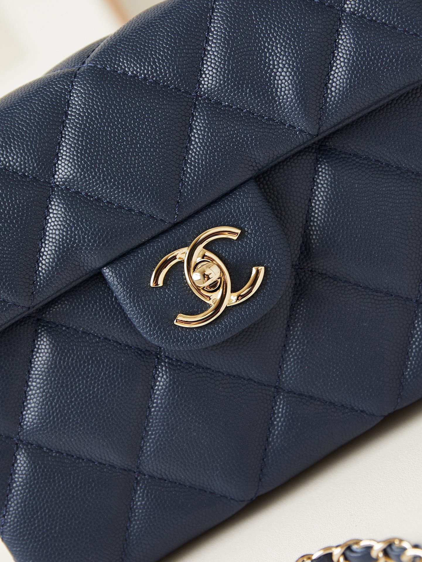 Chanel FLAP BAG WITH TOP HANDLE AS4711 DARK BLUE