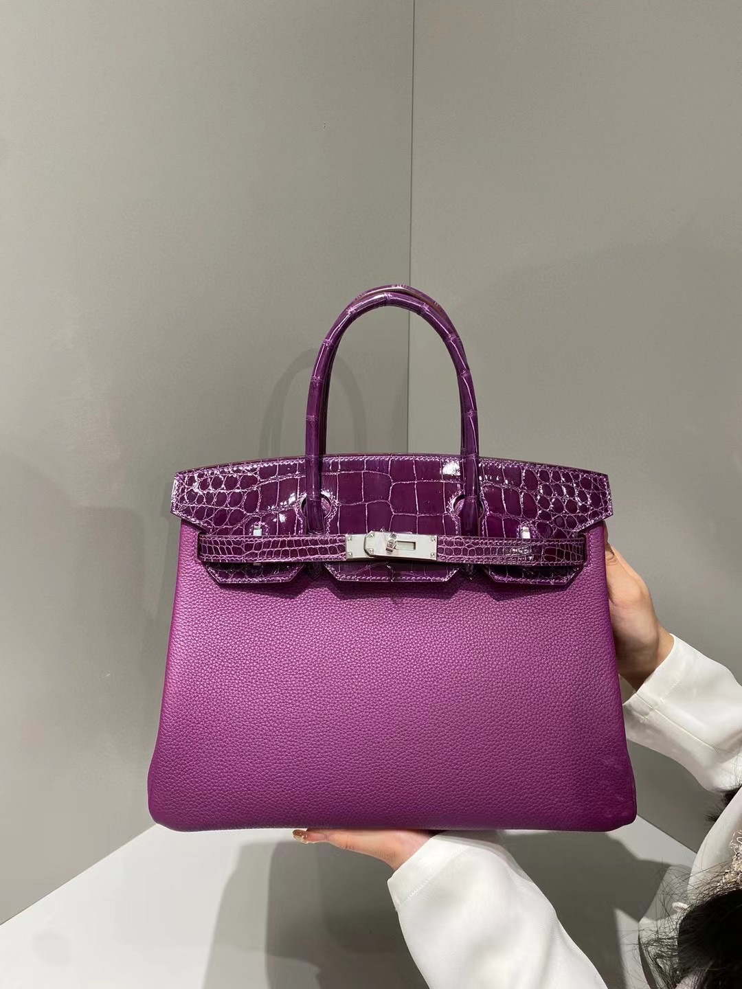 Hermes Birkin Bag Original Leather crocodile togo HBK2530 Purple