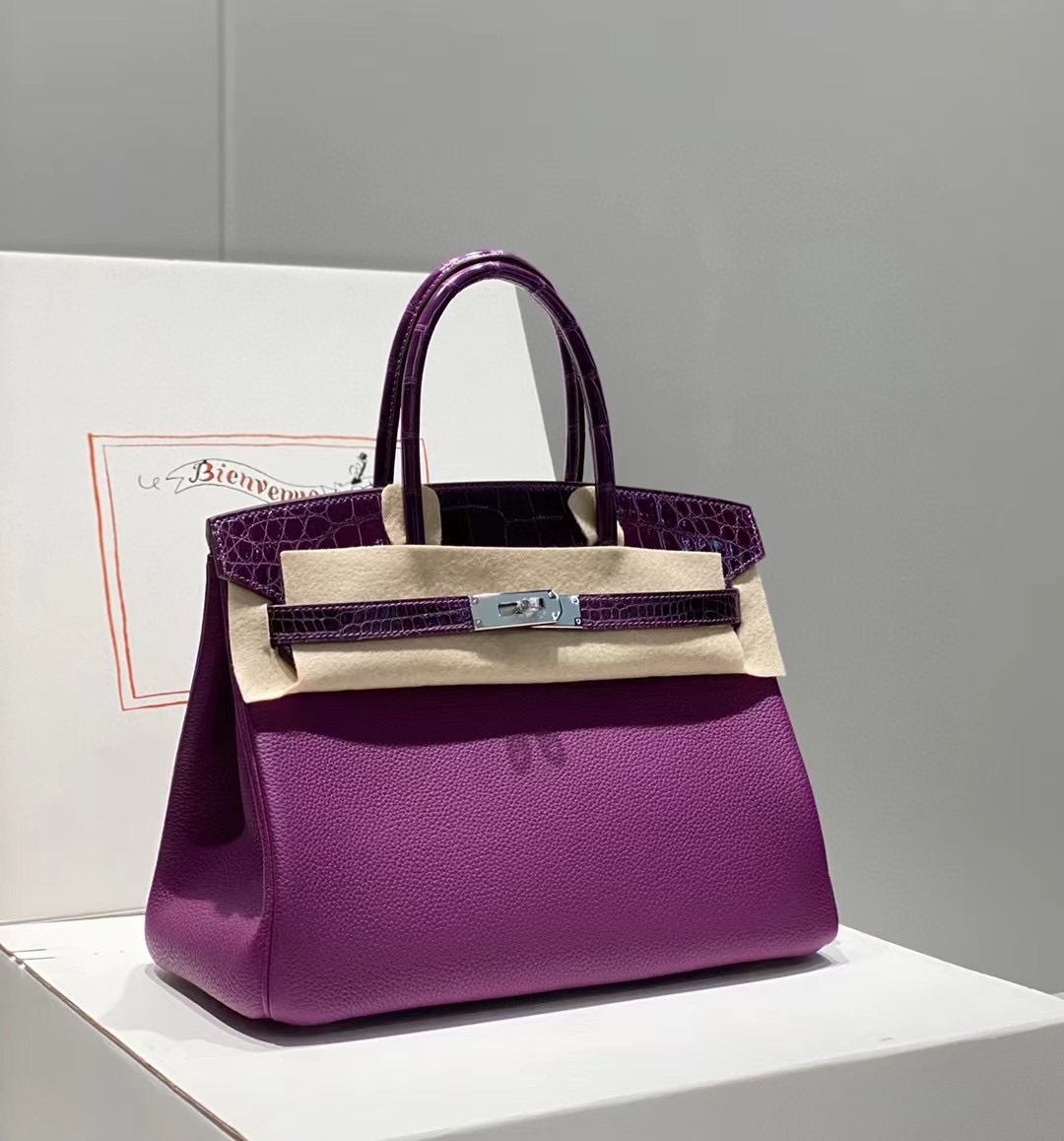 Hermes Birkin Bag Original Leather crocodile togo HBK2530 Purple