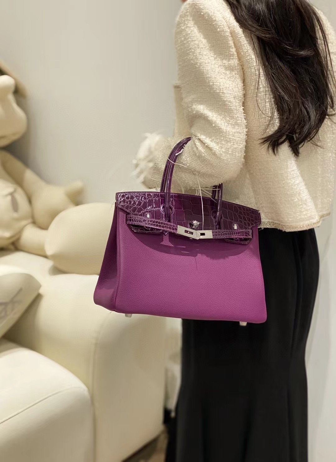 Hermes Birkin Bag Original Leather crocodile togo HBK2530 Purple