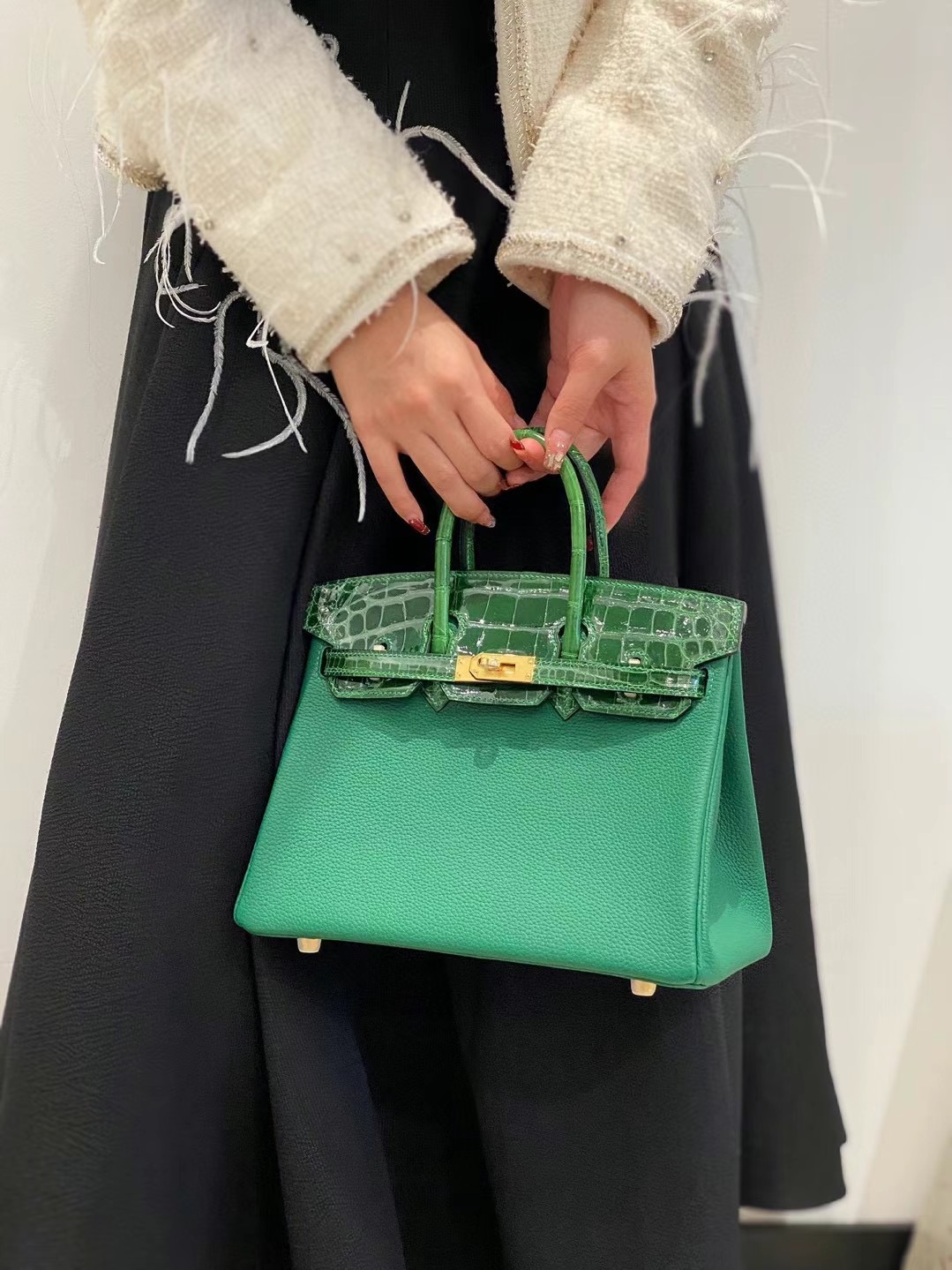 Hermes Birkin Bag Original Leather crocodile togo HBK2530 green