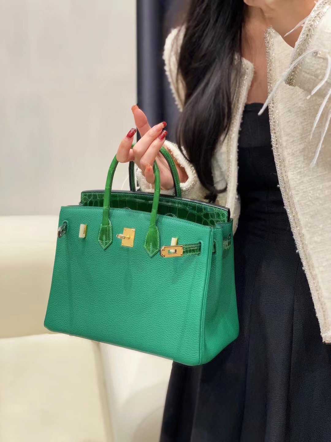 Hermes Birkin Bag Original Leather crocodile togo HBK2530 green