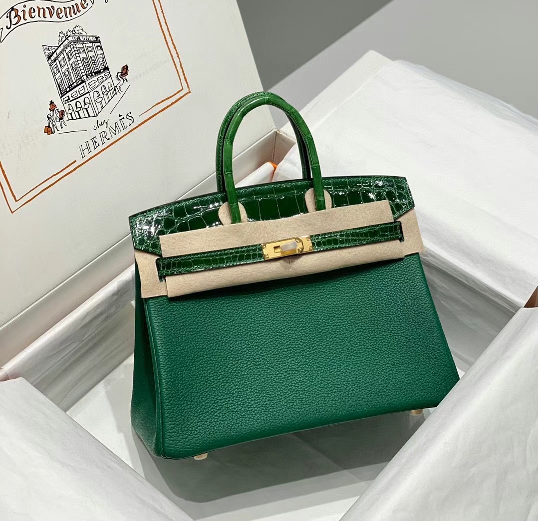 Hermes Birkin Bag Original Leather crocodile togo HBK2530 green