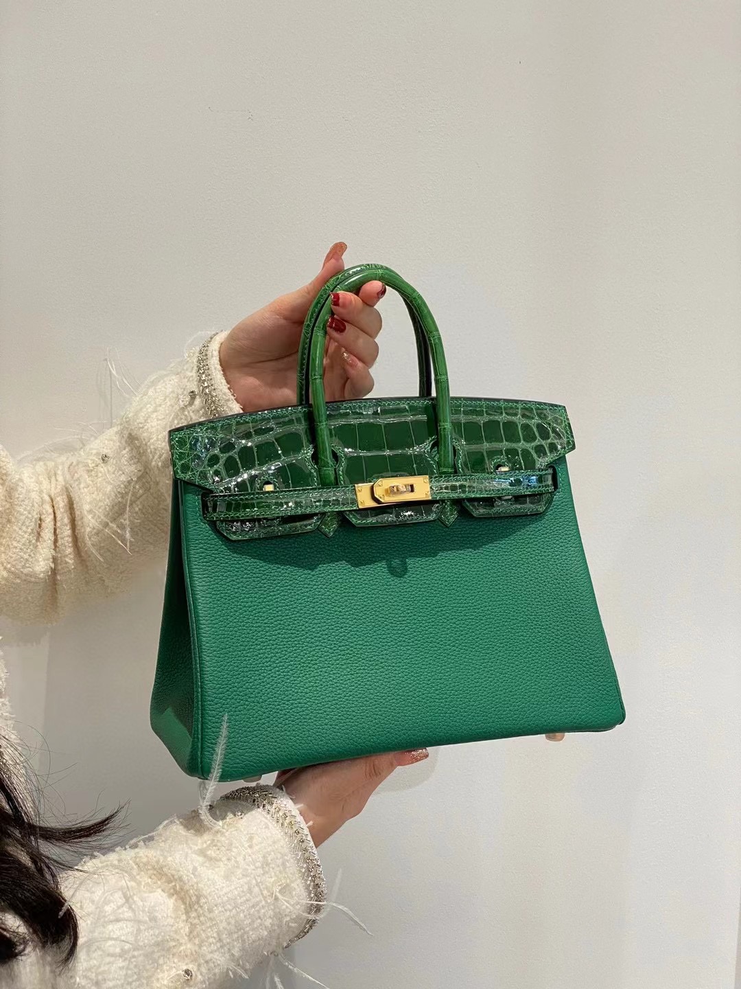 Hermes Birkin Bag Original Leather crocodile togo HBK2530 green