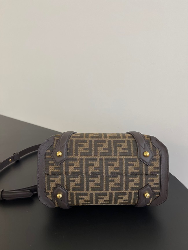 Fendi Cmon Medium Brown FF jacquard fabric and leather bag 3669