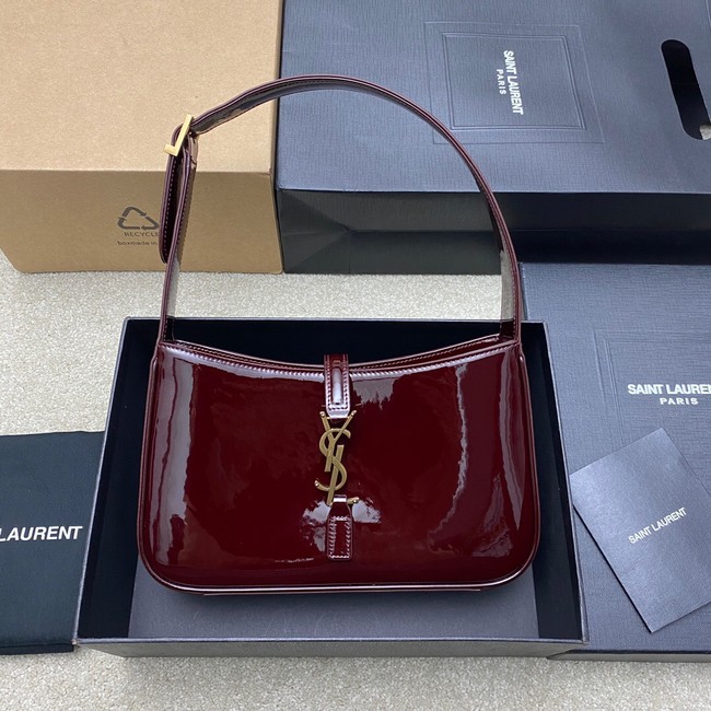 SAINT LAUREN PATENT LEATHER BAG 657228 DARK RED WINE