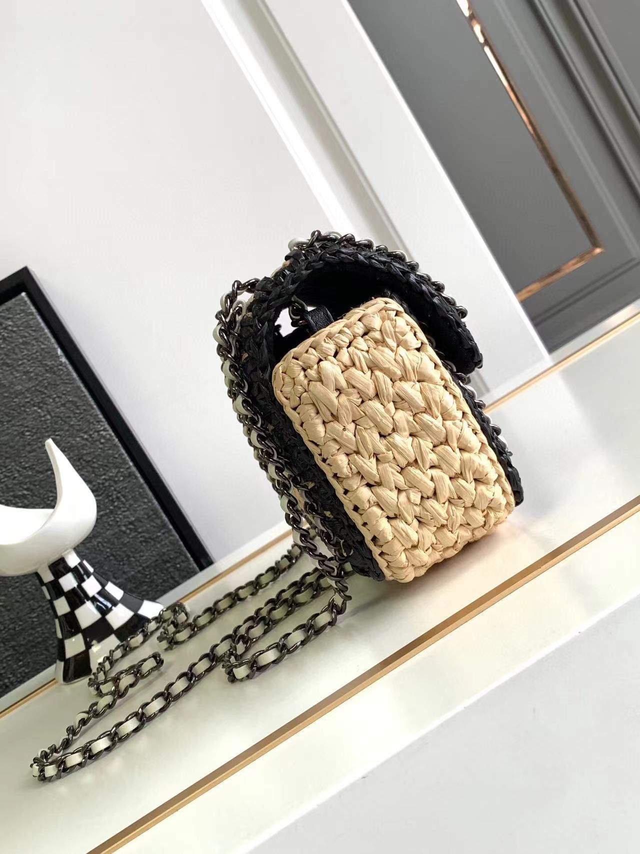 Chanel Weaving Mini Flap Bag AS6009 Black&Beige