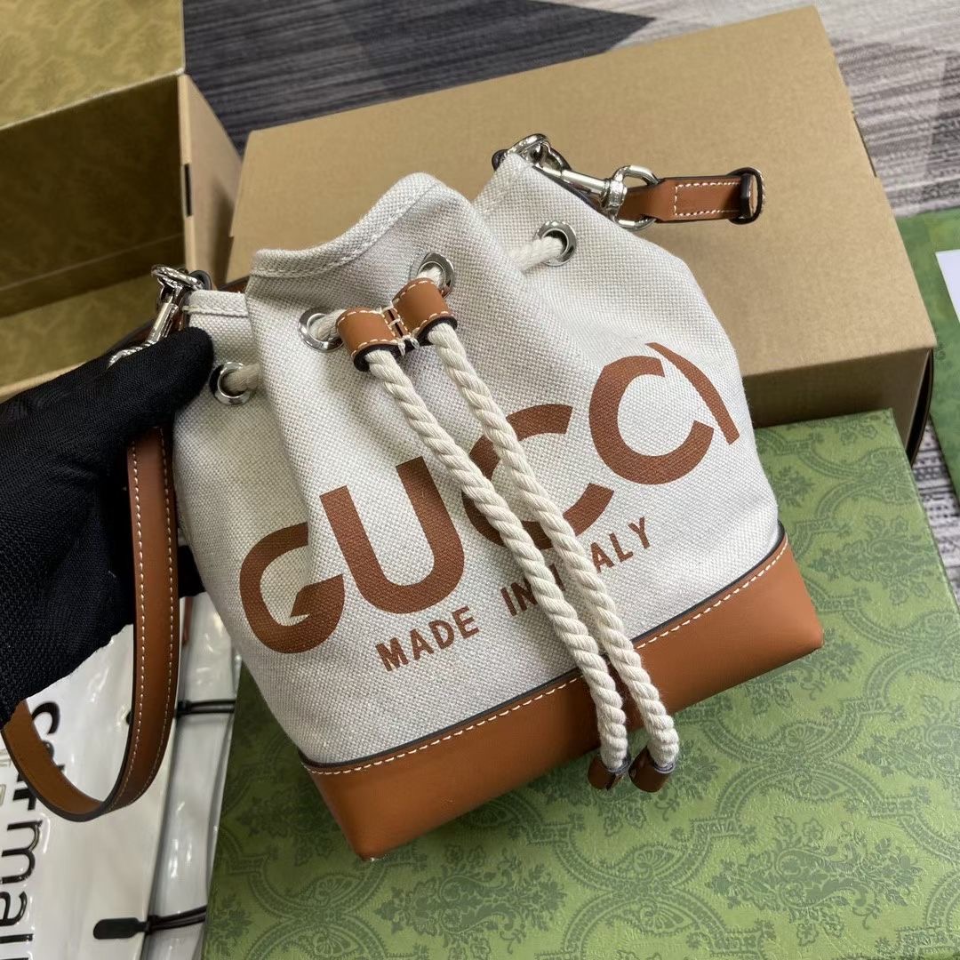 Gucci MINI SHOULDER BAG WITH GUCCI PRINT 777166 Beige