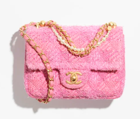 CHANEL MINI FLAP BAG Cotton Tweed AS4385 pink