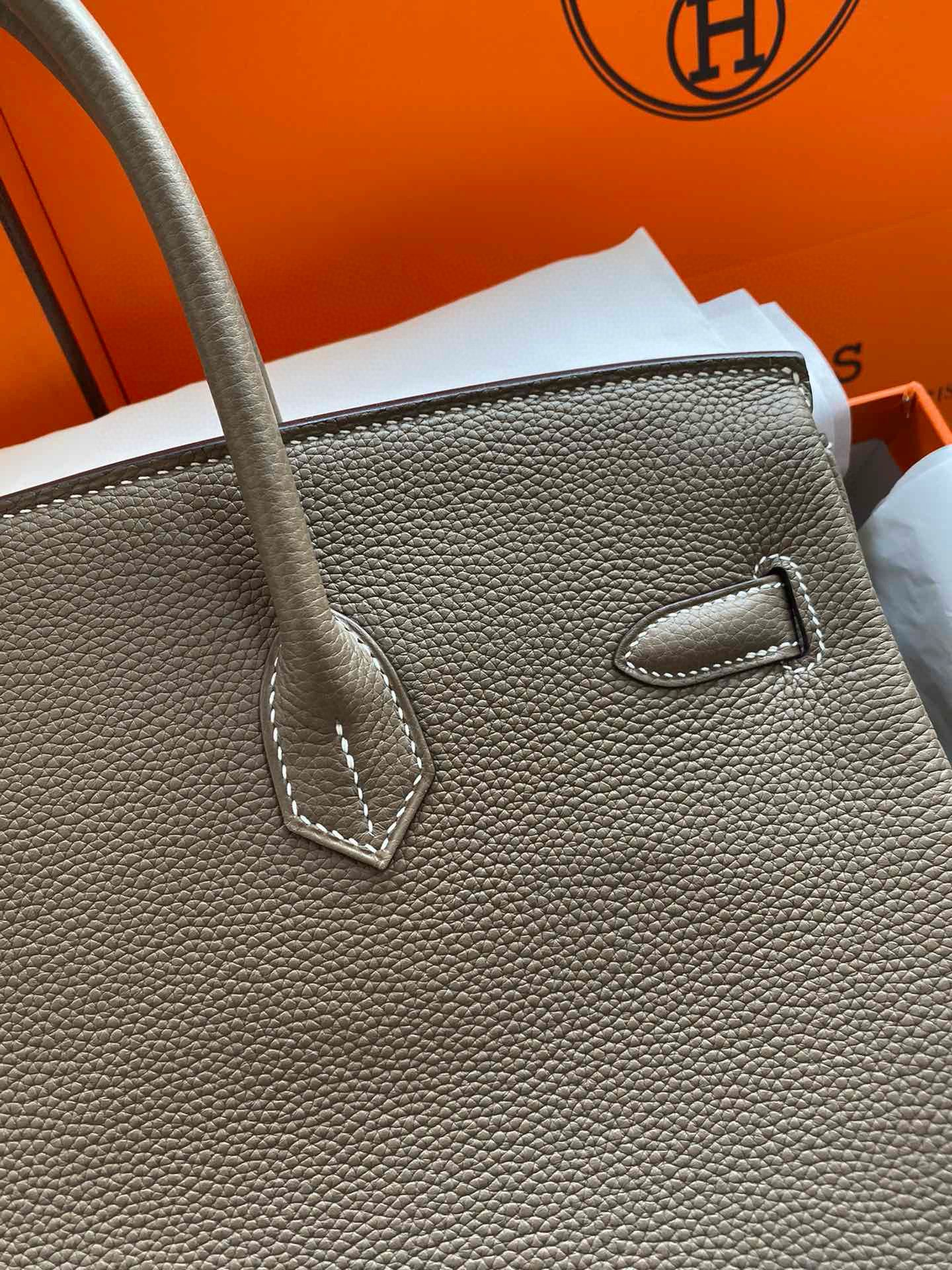 Hermes Birkin Tote Bag Original Togo Leather BK35 Elephant Gray