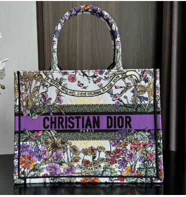 Medium Dior Book Tote Ecru Multicolor Dior 4 Saisons Ete Soleil Embroidery M1296ZEB