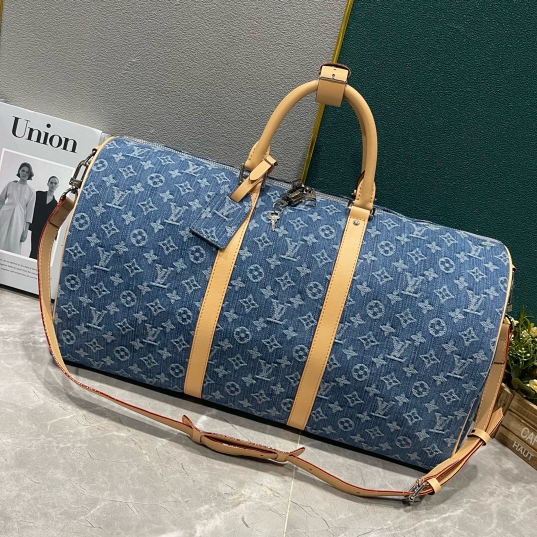 Louis Vuitton CUSTOMIZABLE Keepall Bandouliere 50 M41416 Denim Blue