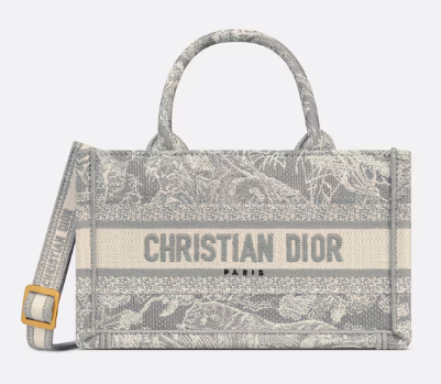 Mini Dior Book Tote Gray Toile de Jouy Reverse Embroidery S5573CR