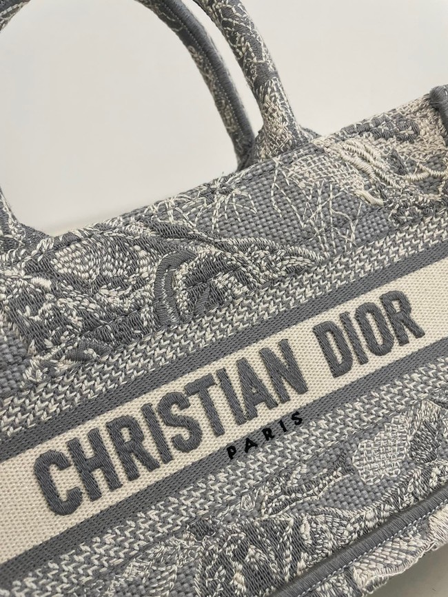 Mini Dior Book Tote Gray Toile de Jouy Reverse Embroidery S5573CR