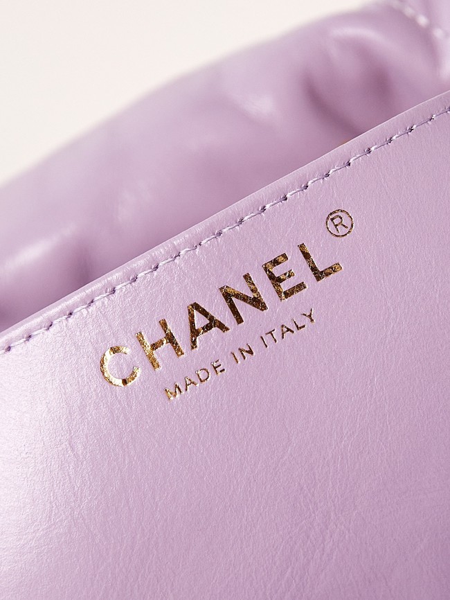 CHANEL 22 MINI HANDBAG AS3980 Shiny Calfskin & Purple