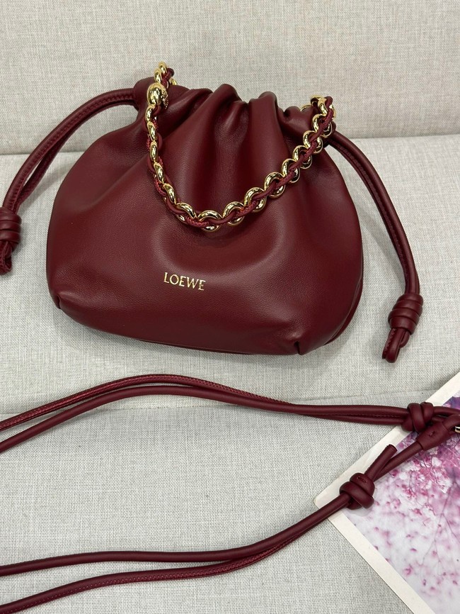 Loewe Mini Napa Lamb Leather Flamenco Purse A914C Burgundy